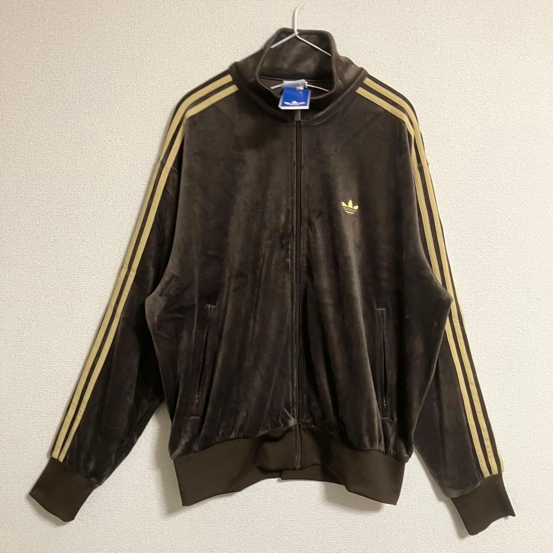 新品　adidas ファイヤーバード トラックトップ ベロア ダークブラウン L