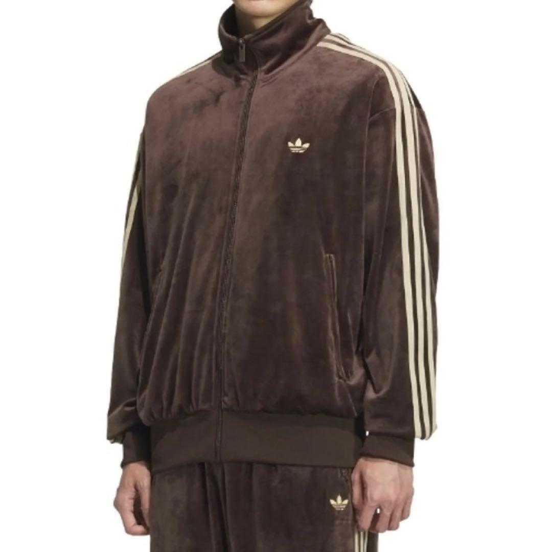 新品　adidas ファイヤーバード トラックトップ ベロア ダークブラウン L