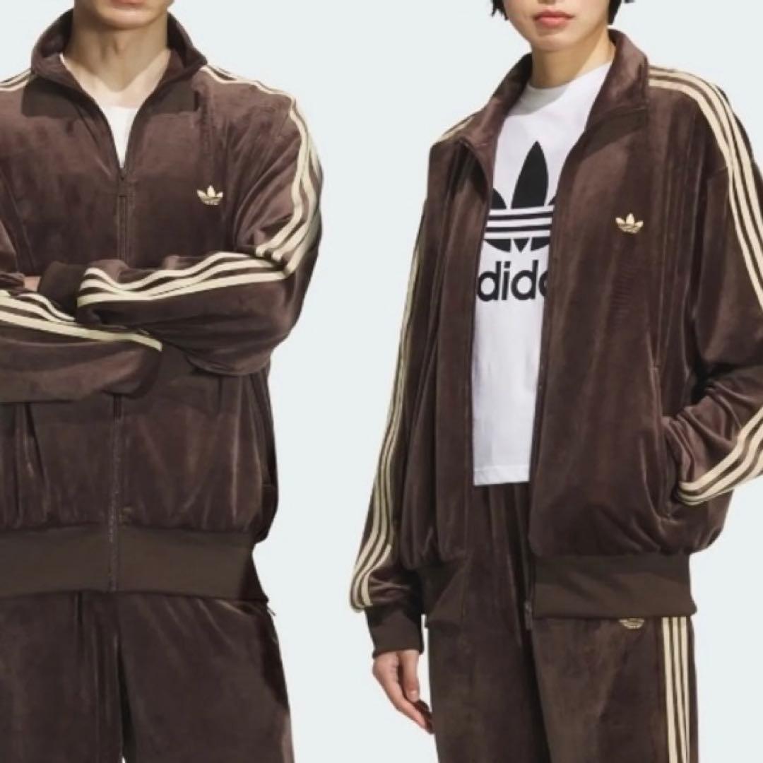 新品　adidas ファイヤーバード トラックトップ ベロア ダークブラウン L