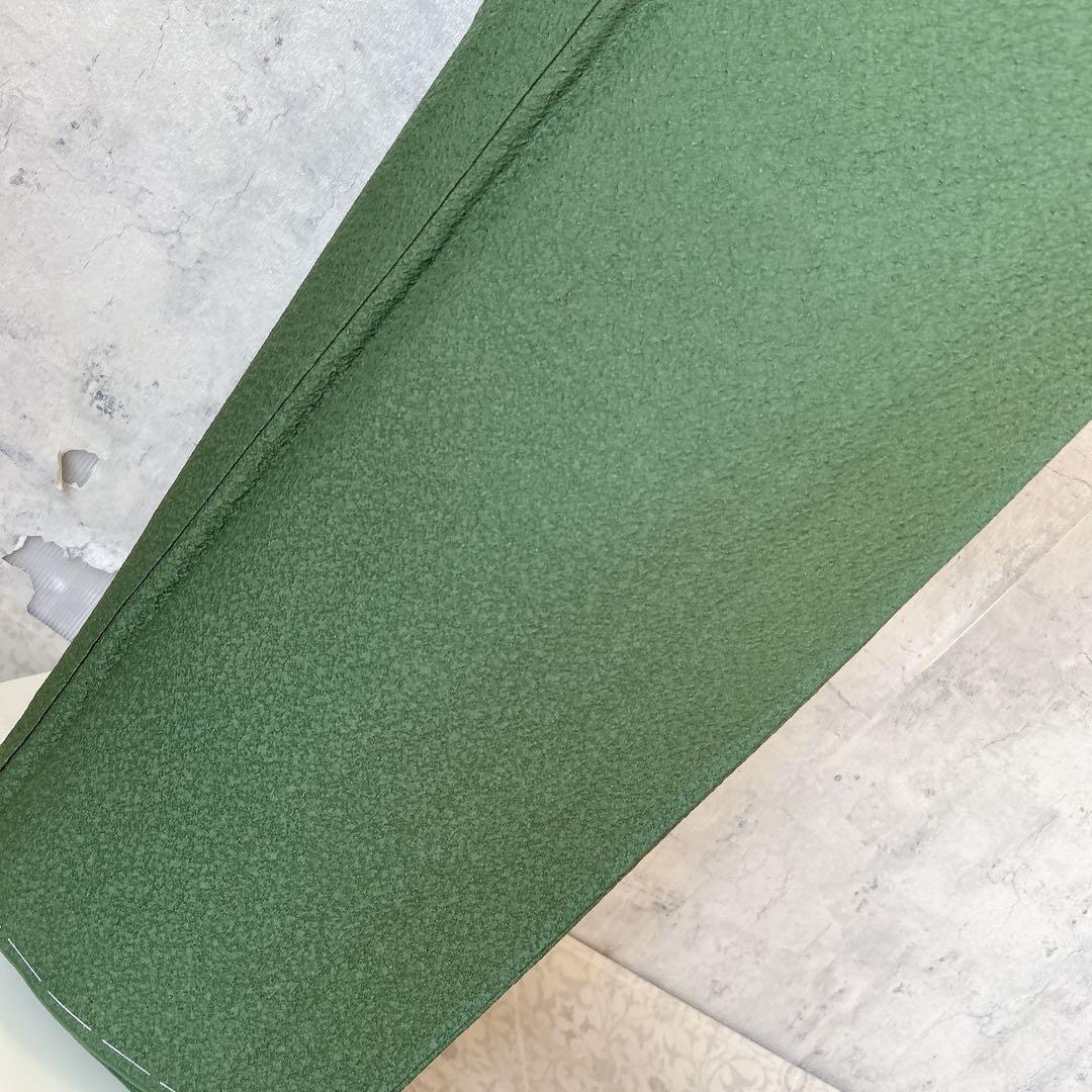 色無地　フルセット　着物　正絹　濃い緑　未使用　p5