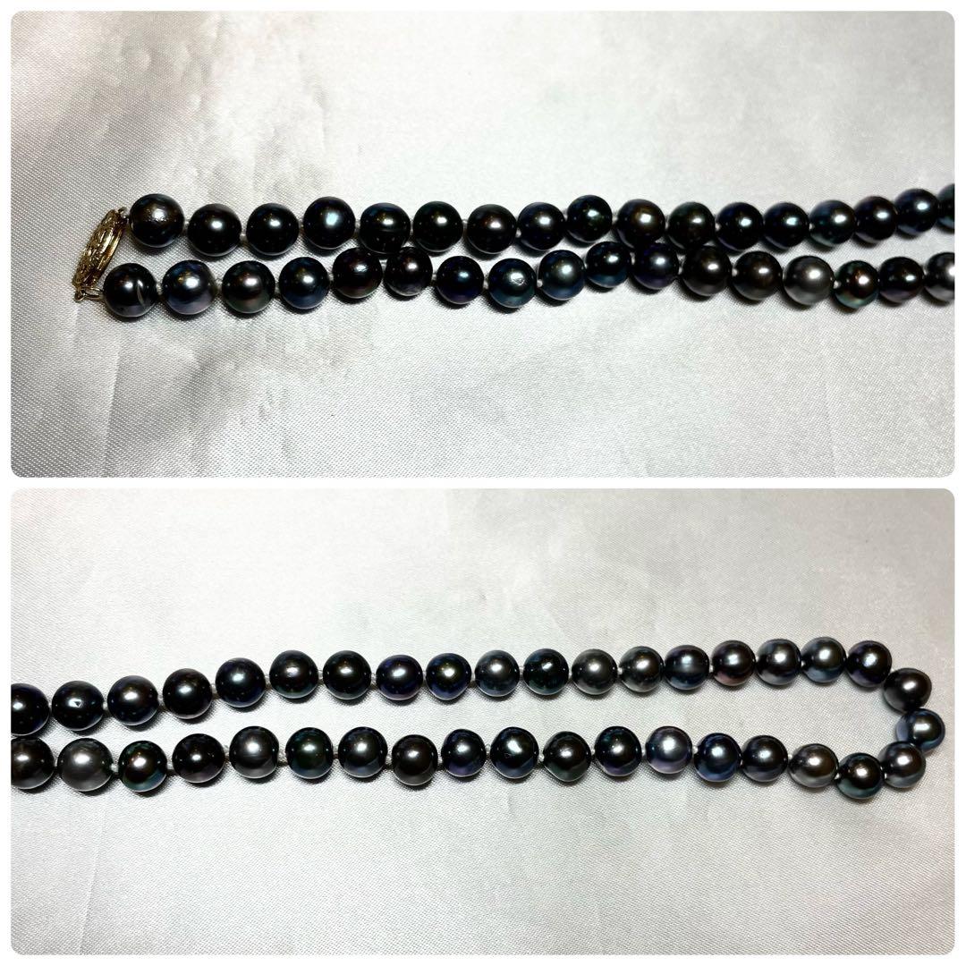 美品★南洋黒蝶 ピーコック パール ネックレス 14k 14金