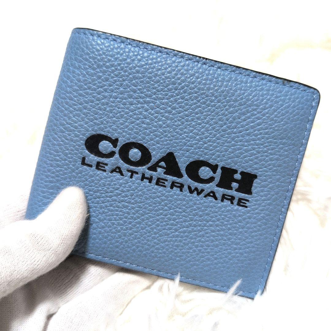 COACH♥️完売 ウォレット 二つ折り財布 折りたたみ財布 ブルー水色