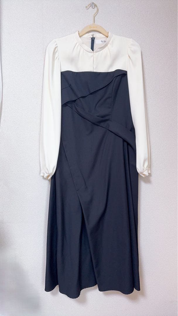 ワンピース Herlipto Bicolor Draped Dress midnight M