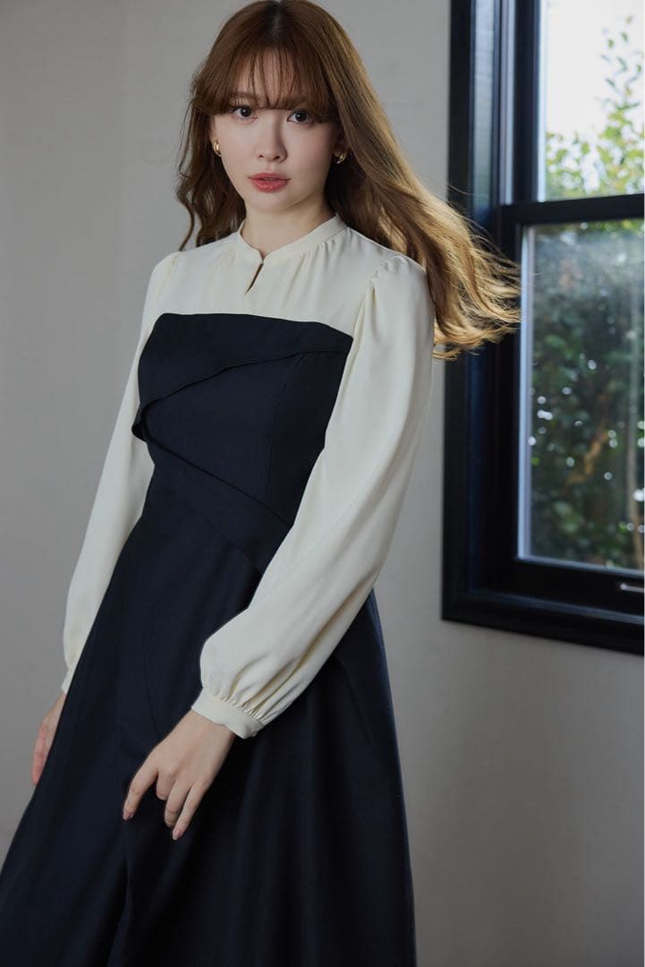ワンピース Herlipto Bicolor Draped Dress midnight M