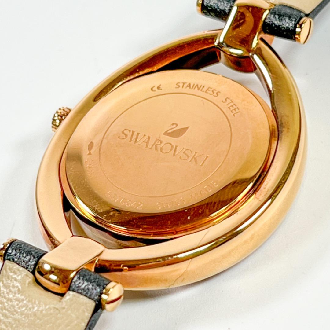 美品 SWAROVSKI 腕時計 5376842 SS グレー 革 QZ