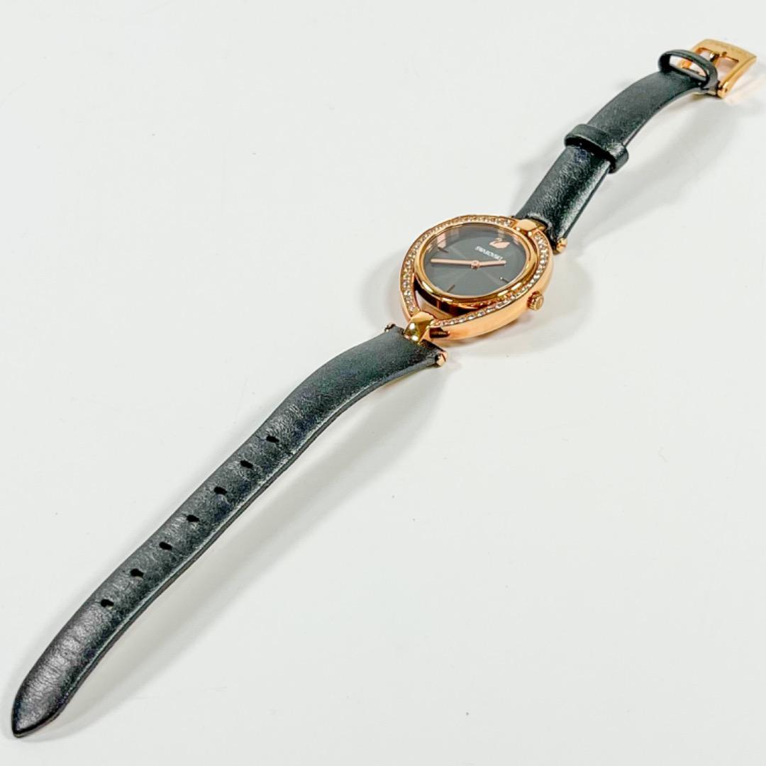 美品 SWAROVSKI 腕時計 5376842 SS グレー 革 QZ