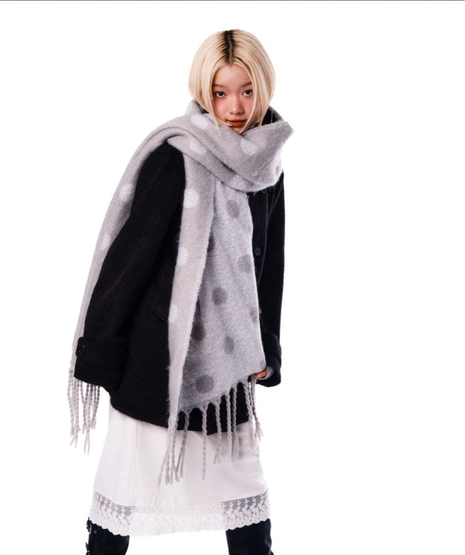 Smyeon スミョン マフラー グレー ドット