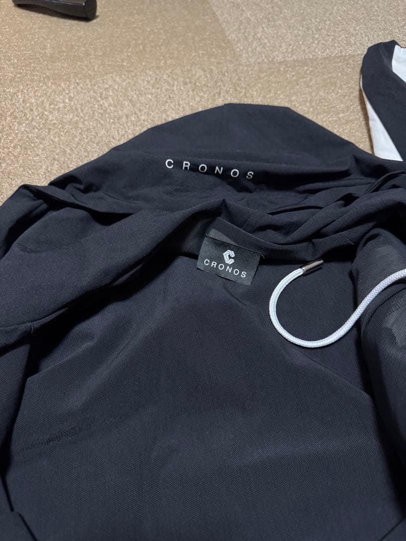 CRONOS激レア国産 フード付きスポーツジャケット 黒/白M