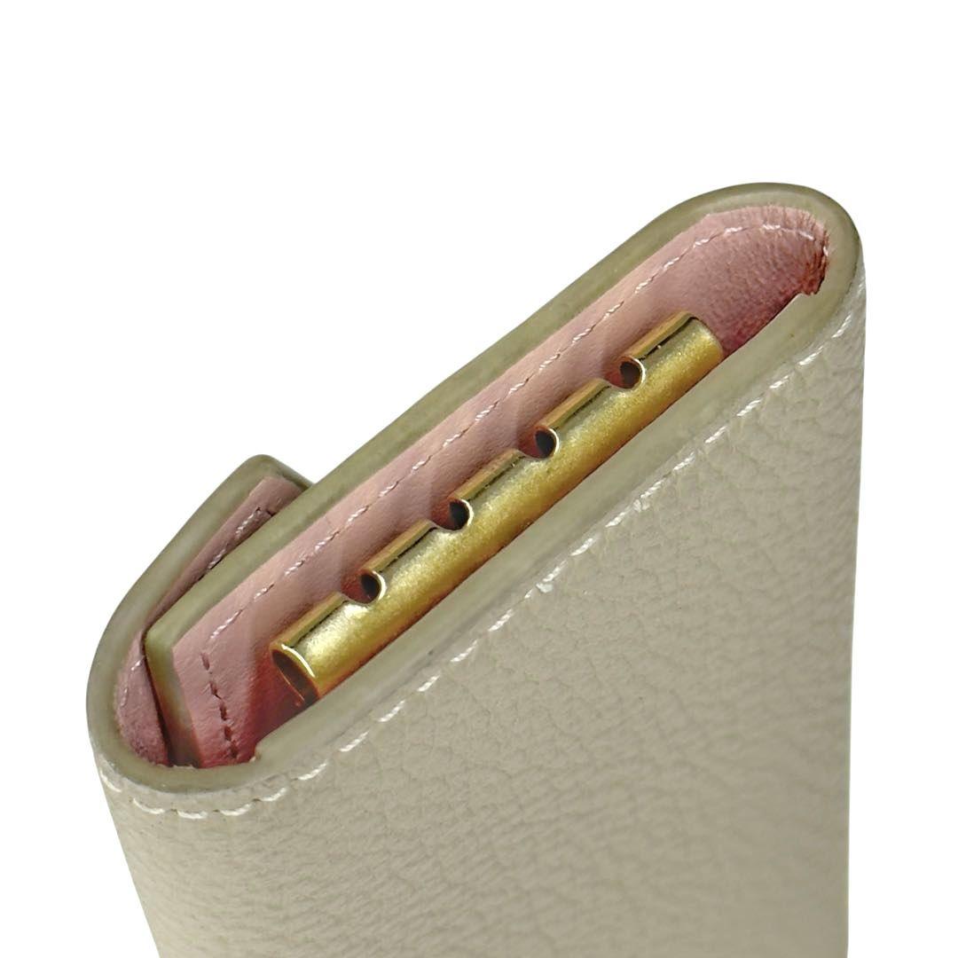 ボナベンチュラ 4連 キーケース レザー ステッチ グレージュ ベージュ ピンク