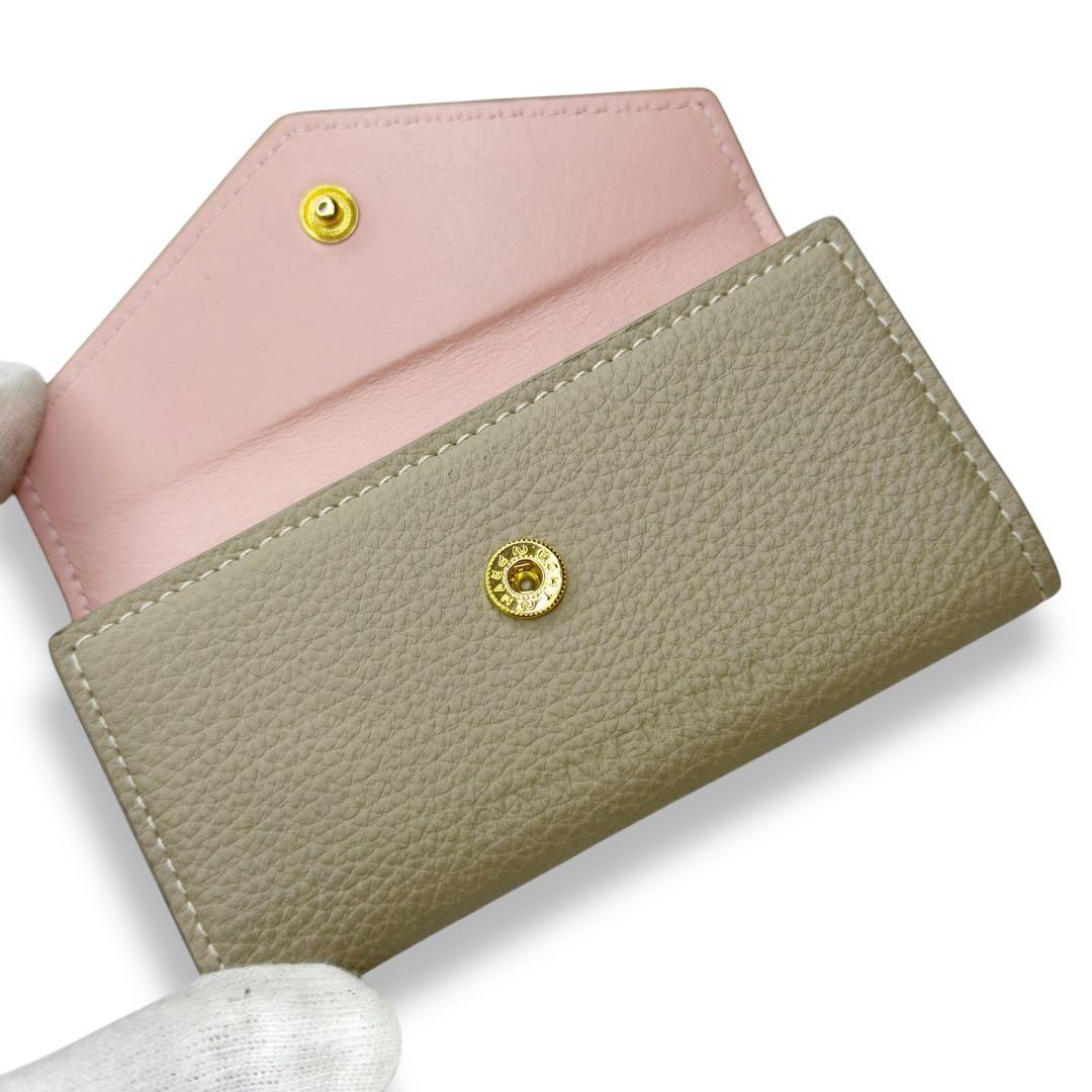 ボナベンチュラ 4連 キーケース レザー ステッチ グレージュ ベージュ ピンク