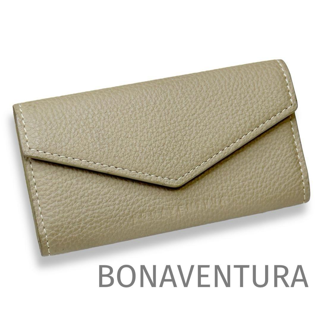 ボナベンチュラ 4連 キーケース レザー ステッチ グレージュ ベージュ ピンク