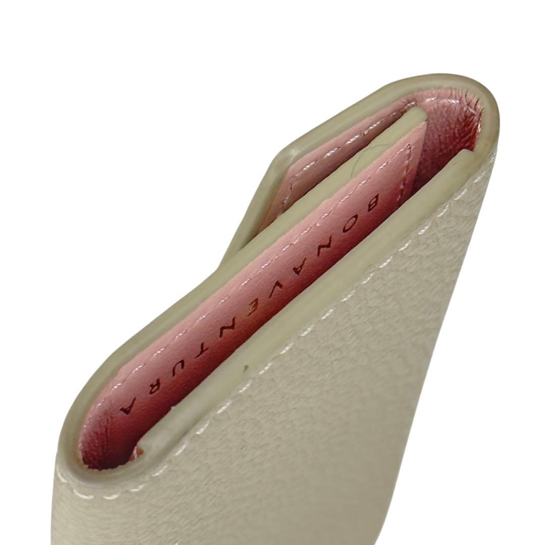 ボナベンチュラ 4連 キーケース レザー ステッチ グレージュ ベージュ ピンク