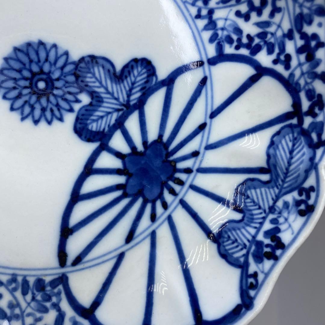 古伊万里　渦福　花唐草膾皿5枚　幅約16㎝　東Y7-0204☆2Fタサオ