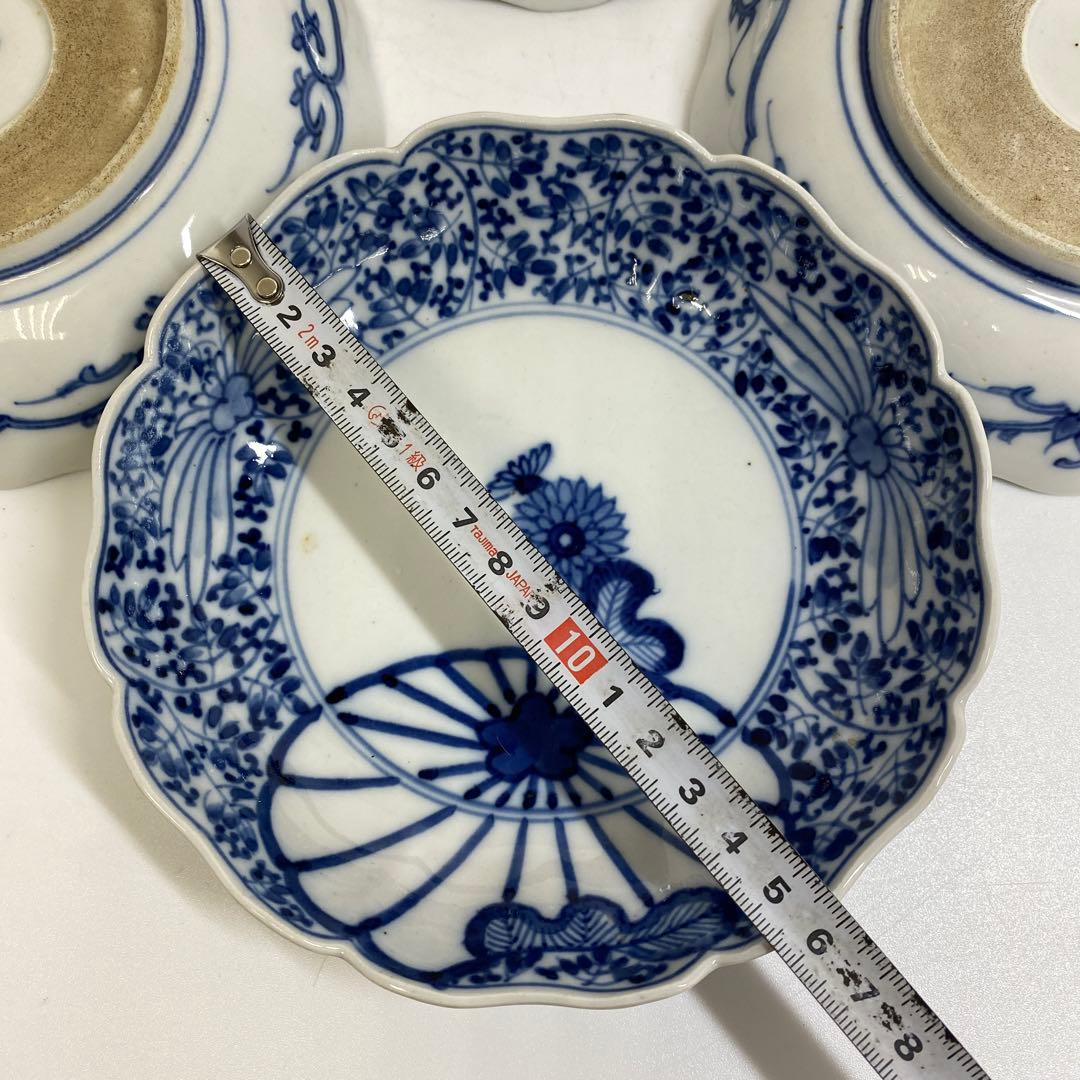 古伊万里　渦福　花唐草膾皿5枚　幅約16㎝　東Y7-0204☆2Fタサオ