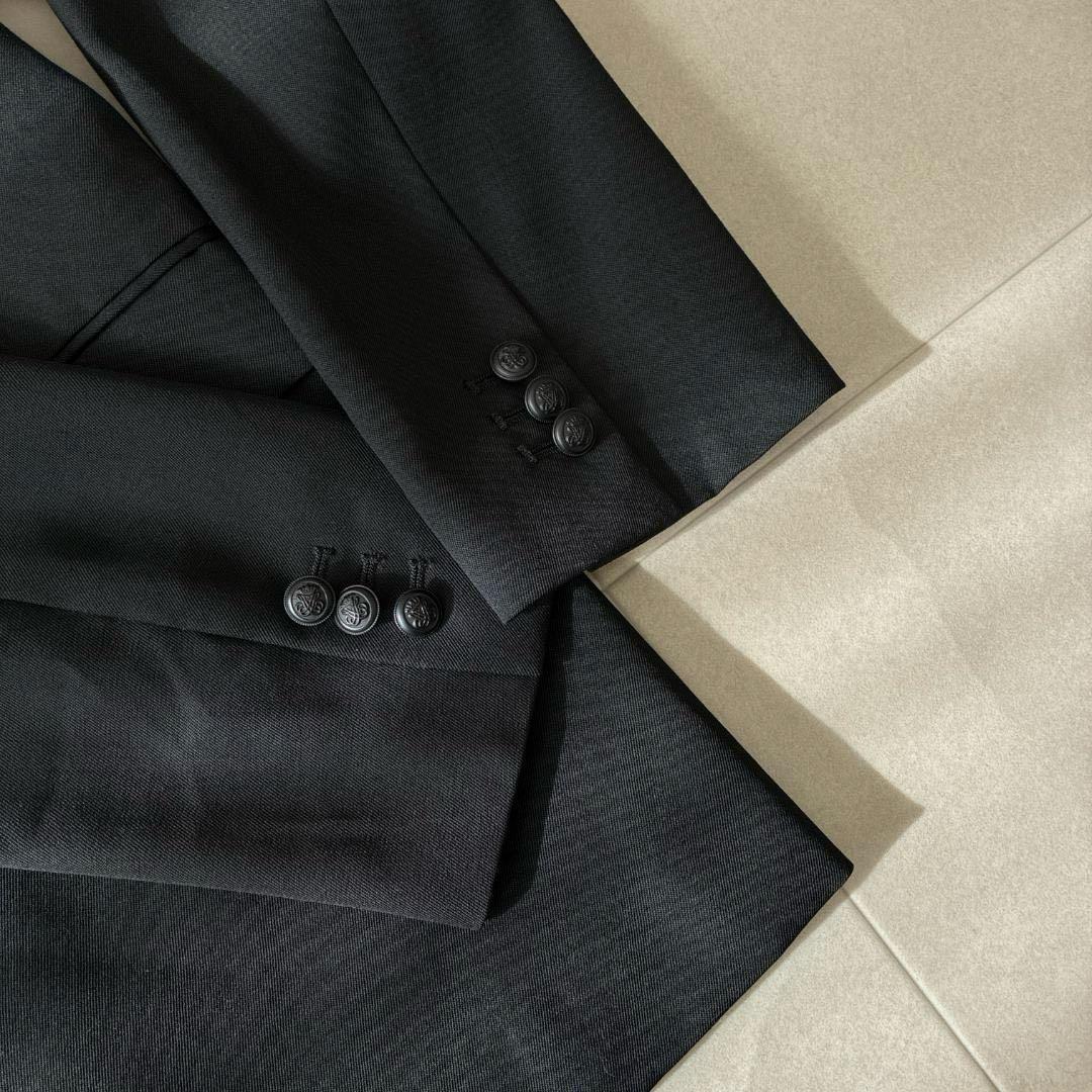 極美品 プルミエアロンディスモン♡ウールツイルジャケット ダブル ブラック 38