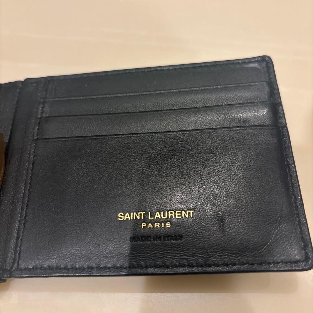 SAINT LAURENT ブラック レザー マネークリップ