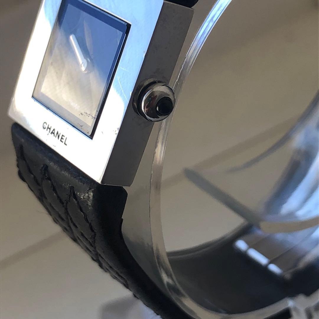 【美品】CHANEL マトラッセ　ブラック レザーベルト 時計
