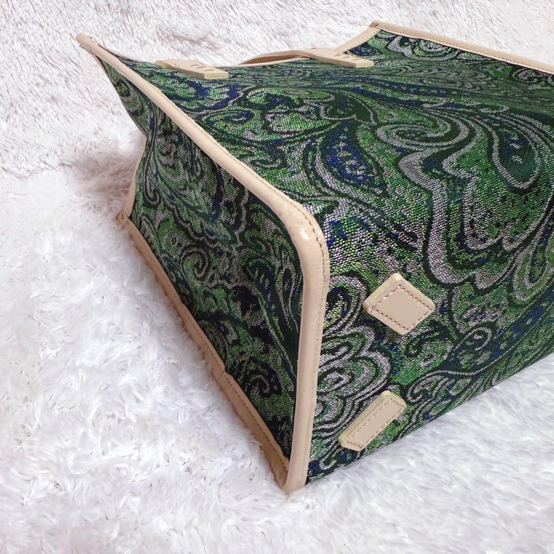 A VACATION タンク ジャガード ペイズリー グリーン トートバッグ