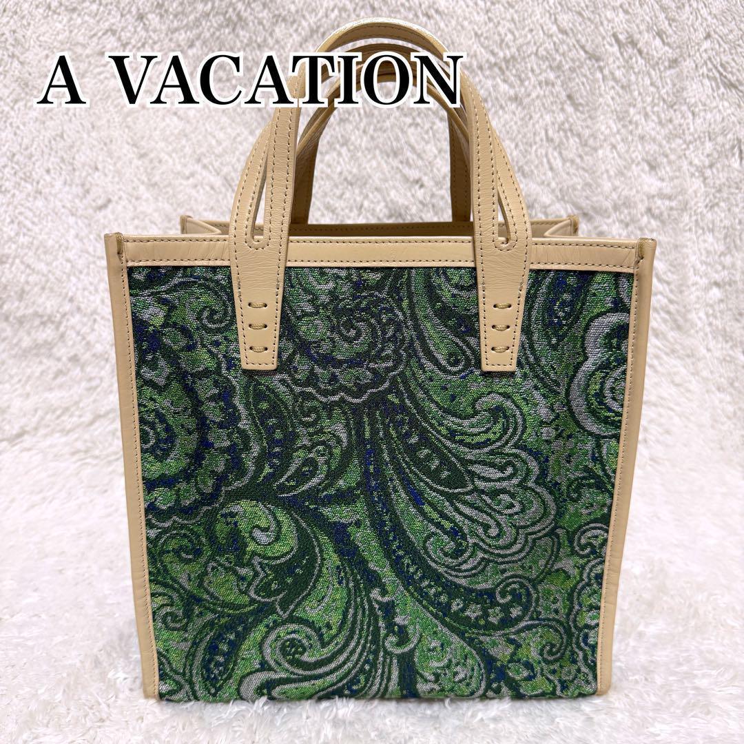 A VACATION タンク ジャガード ペイズリー グリーン トートバッグ