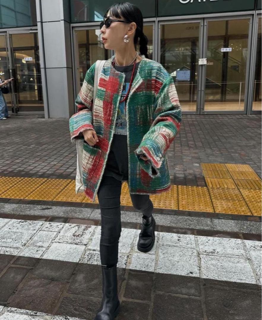 アメリ/LADY LIKE PRINT TWEEDS JACKET