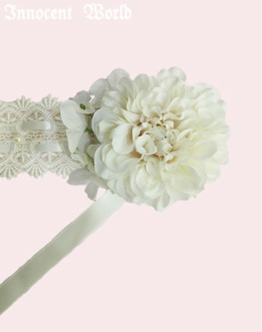 イノセントワールド　フルールヘッドドレス　新色　ミルク×生成