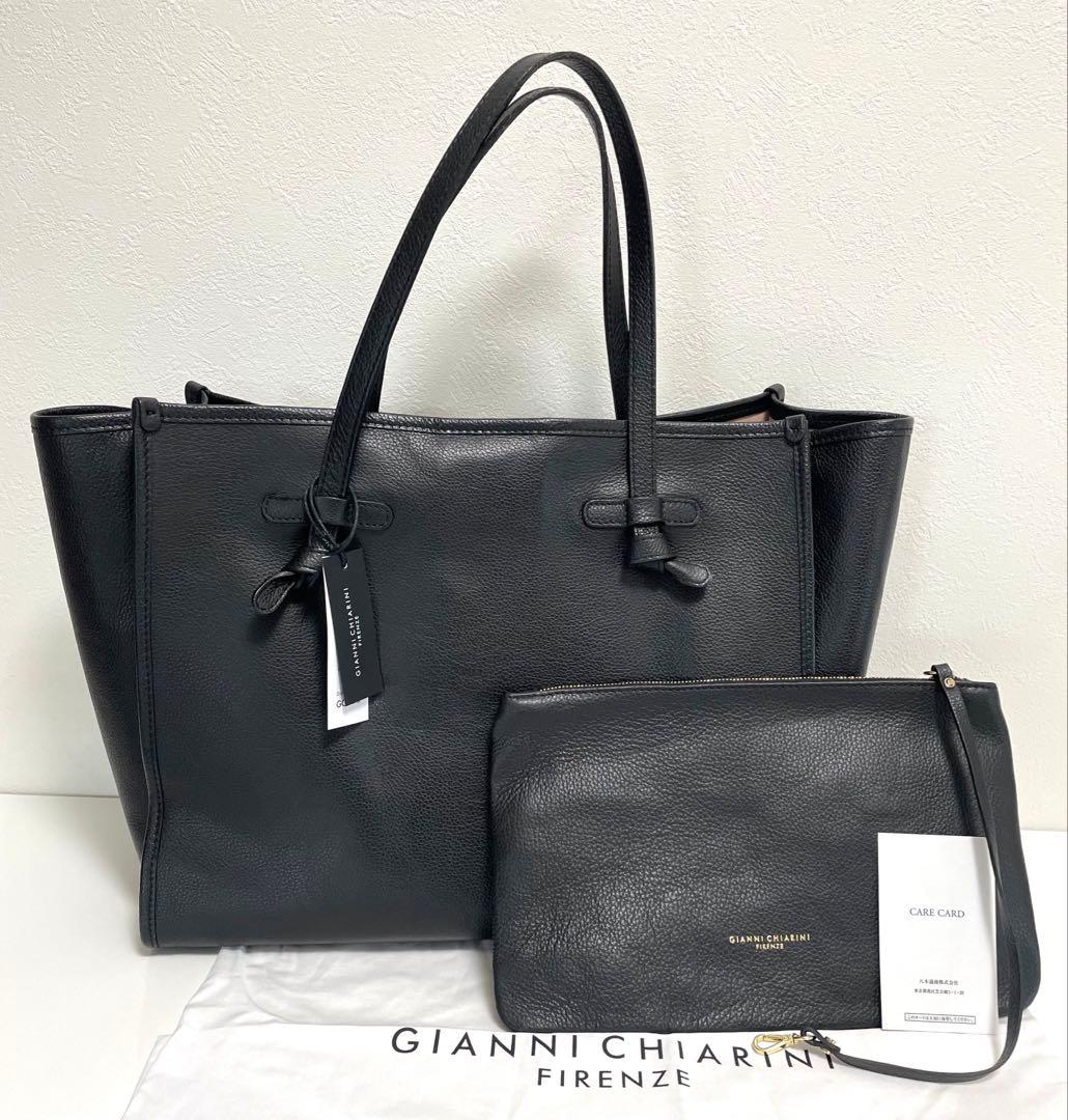 【美品】ジャンニキャリーニ マルチェッラ オール レザートートバッグ ブラック