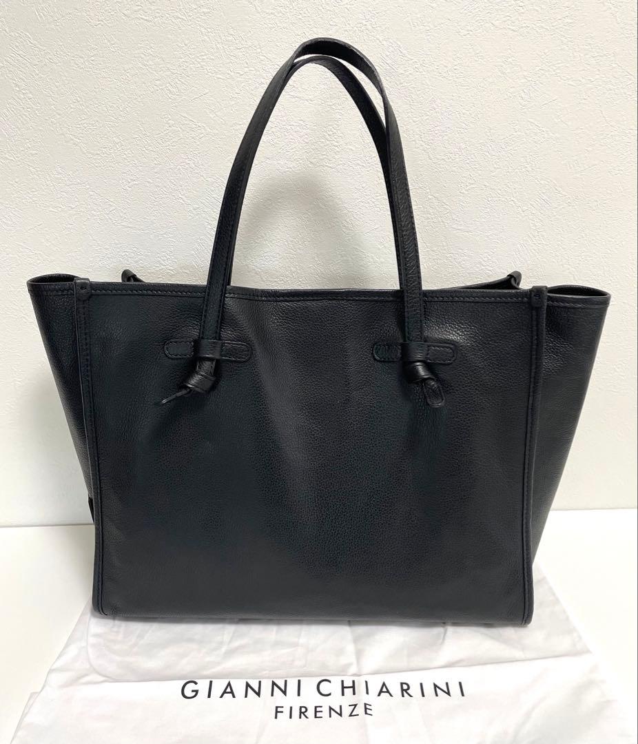 【美品】ジャンニキャリーニ マルチェッラ オール レザートートバッグ ブラック