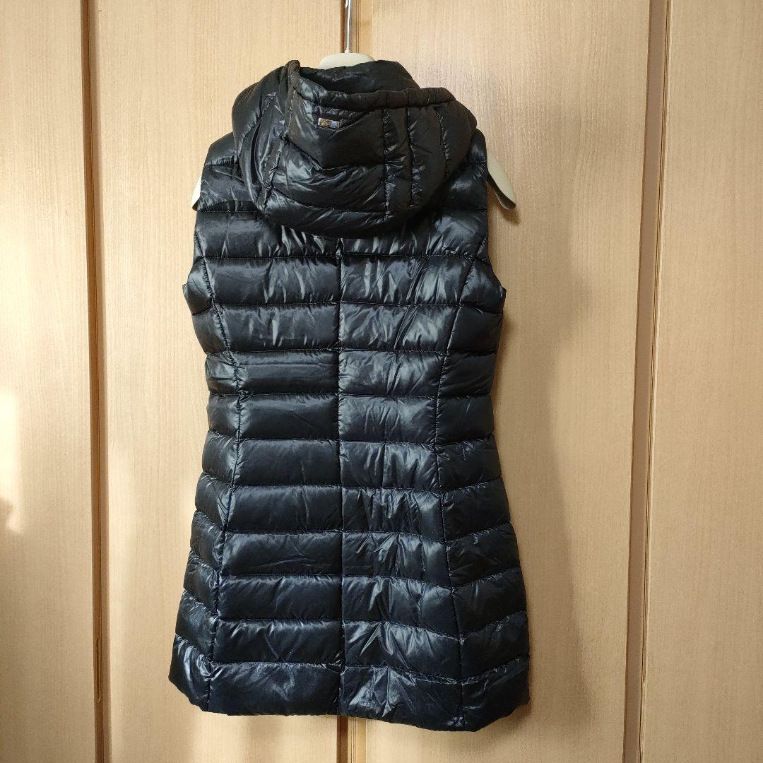 美品★HERNO フーデッドロングダウンベスト42　ブラック
