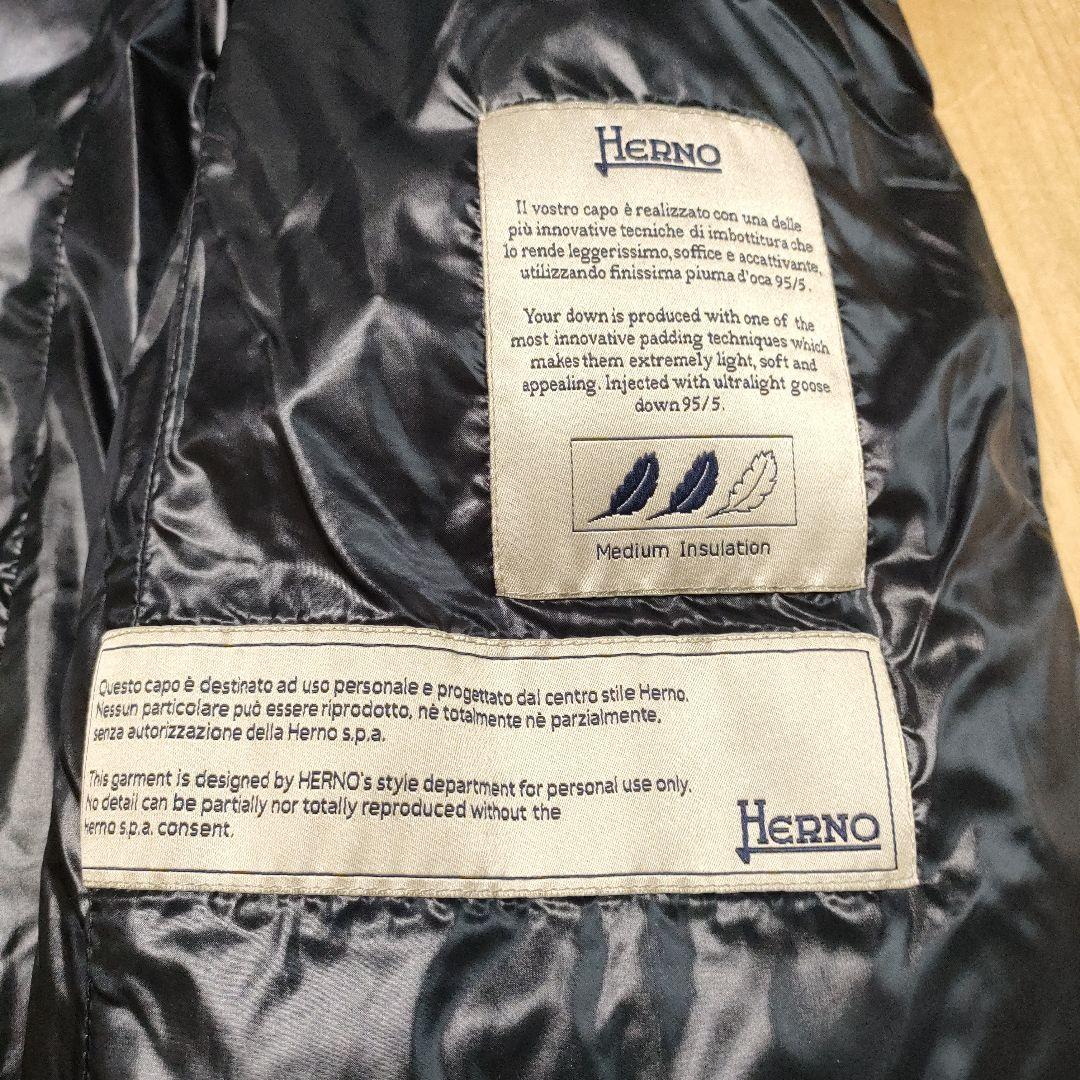 美品★HERNO フーデッドロングダウンベスト42　ブラック