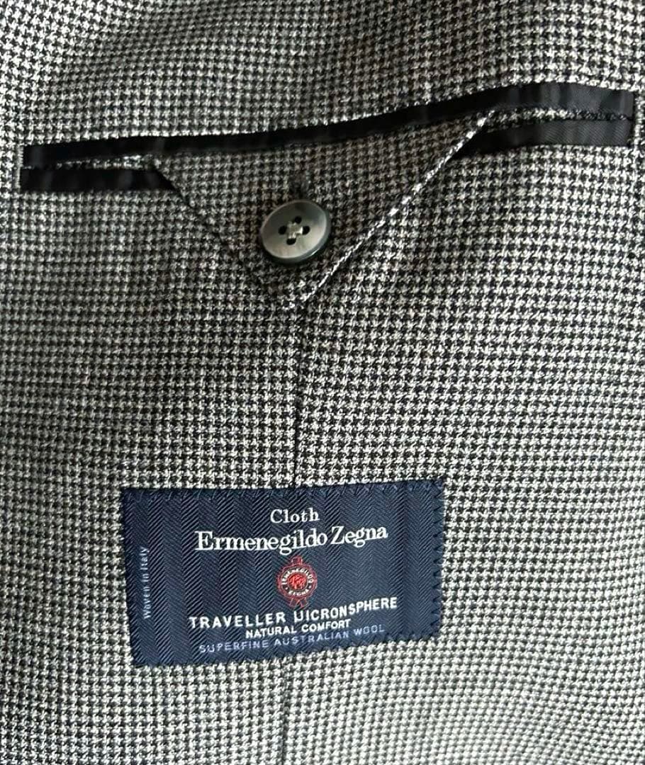 E・Zegna TARVELLR 千鳥格子柄セットアップスーツ・グレー46サイズ