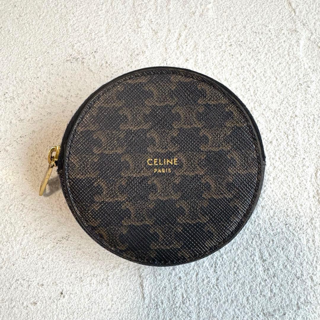 CELINE セリーヌ トリオンフ PVC 丸型 ケース ブラウン