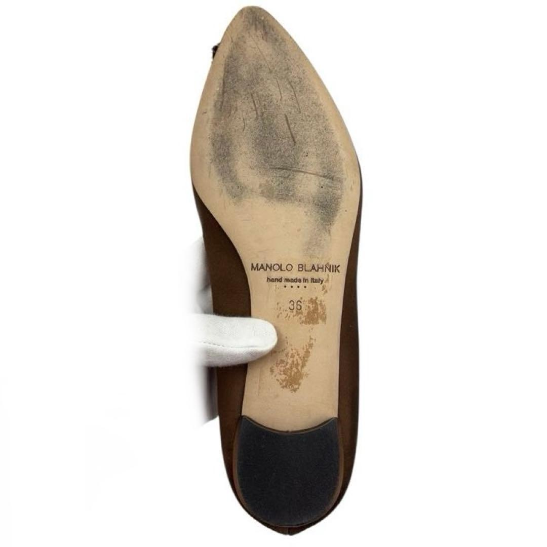 【美品】マノロブラニク ハンギシ　36　23cm　ブラウン　サテン　パンプス