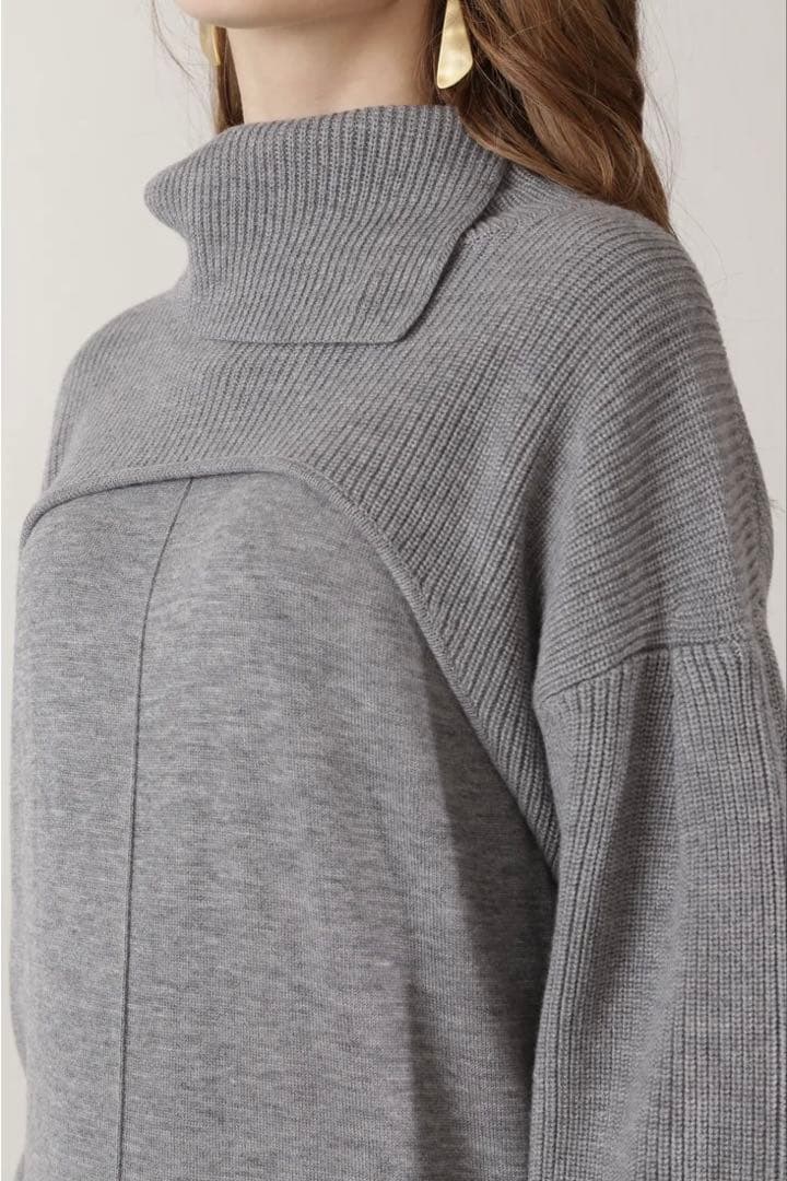 ピンキーアンドダイアン◆レイヤードウールニットワンピース グレー 38