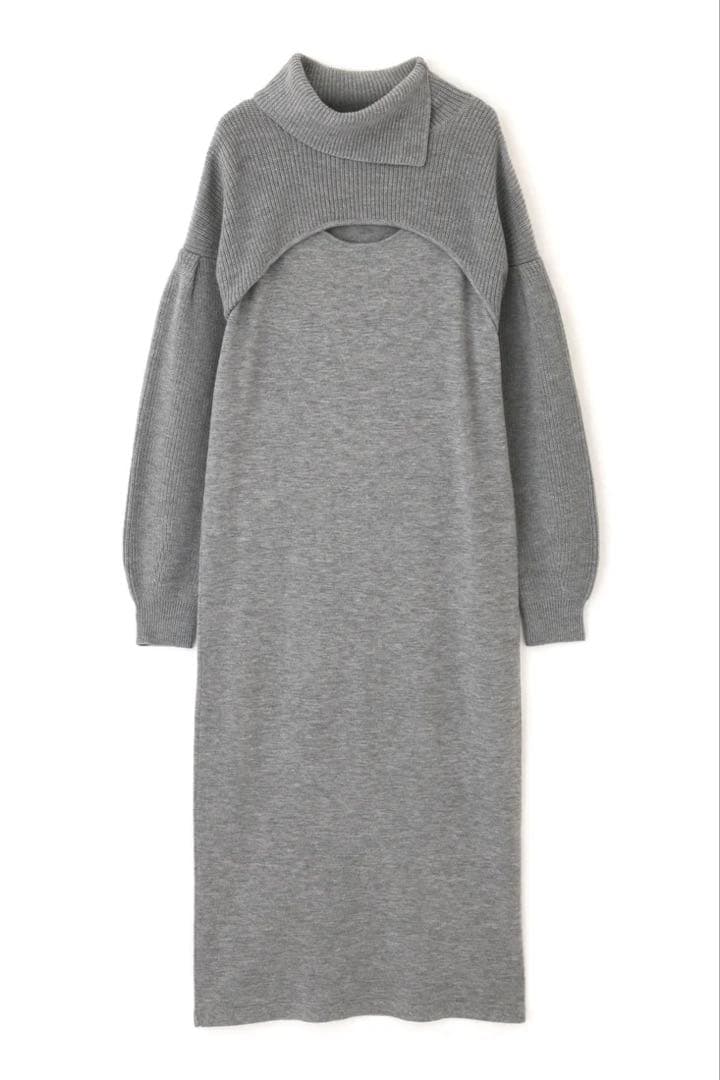 ピンキーアンドダイアン◆レイヤードウールニットワンピース グレー 38
