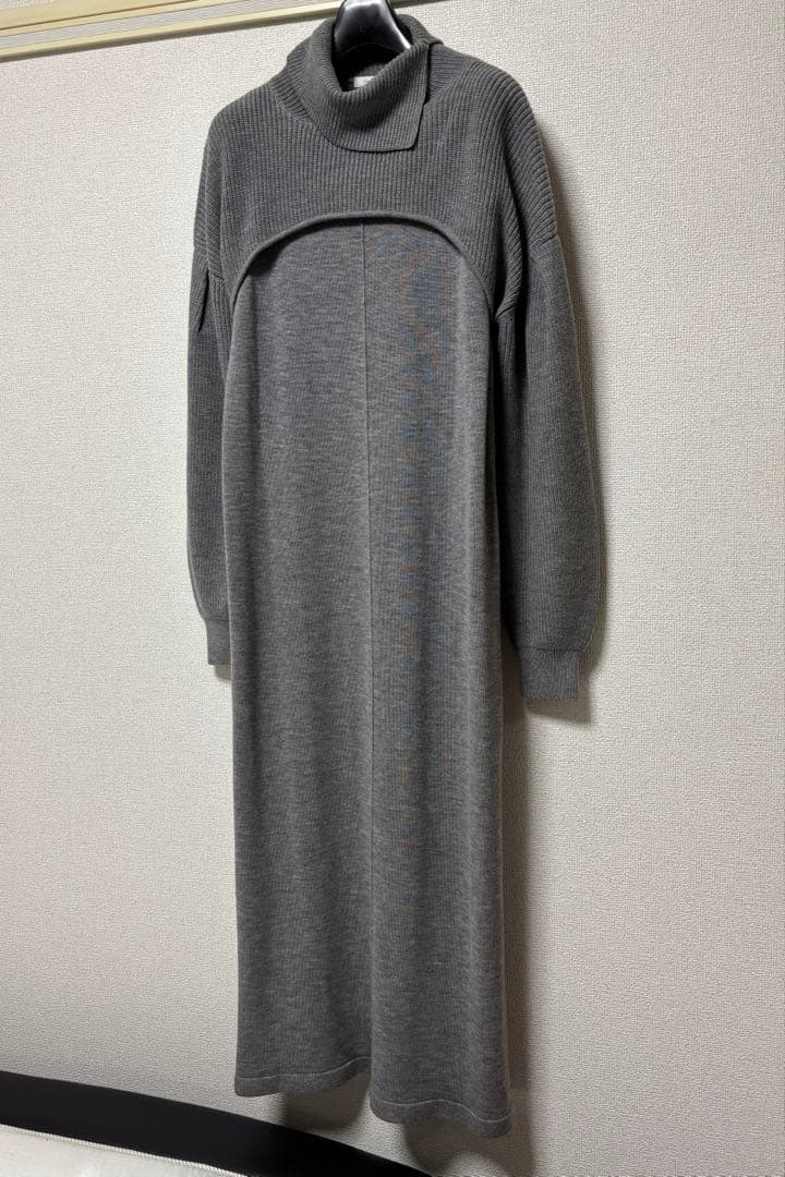 ピンキーアンドダイアン◆レイヤードウールニットワンピース グレー 38