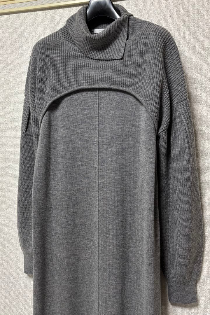 ピンキーアンドダイアン◆レイヤードウールニットワンピース グレー 38