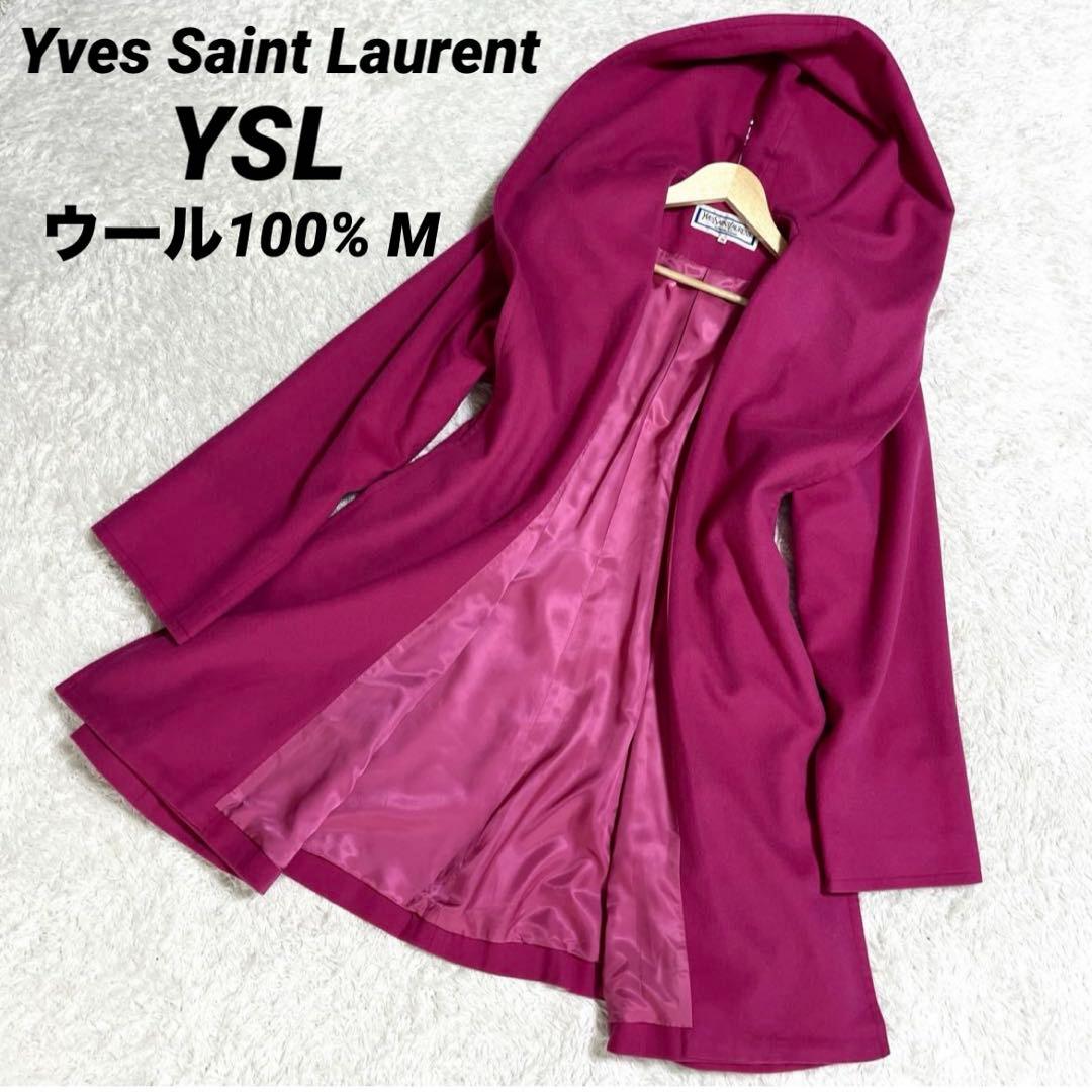 超希少✨イヴサンローラン YSL ウールコート フーデッドコート ピンク M