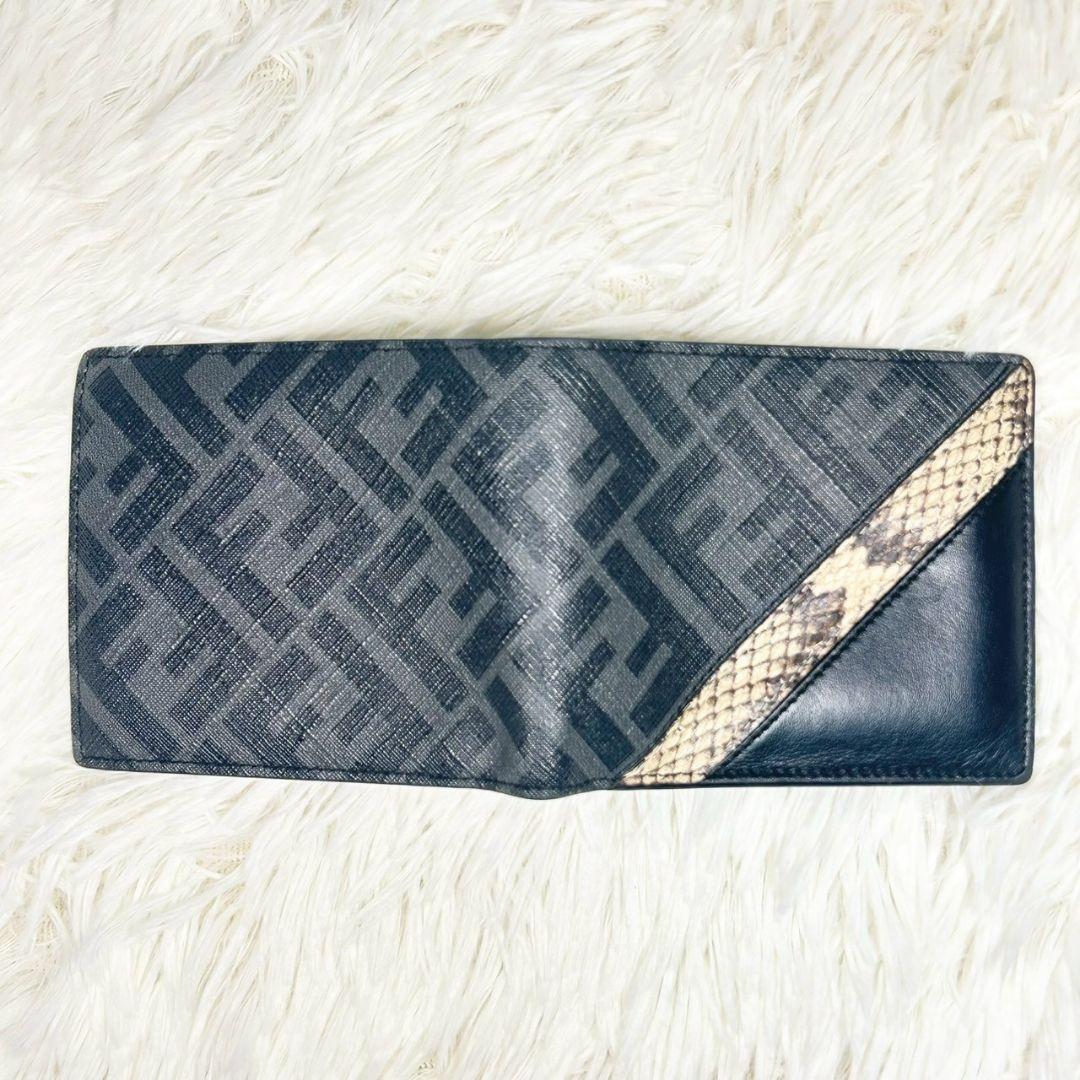 箱付き✨️フェンディ ズッカ柄 2つ折り財布 パイソン ダイアゴナル FFロゴ