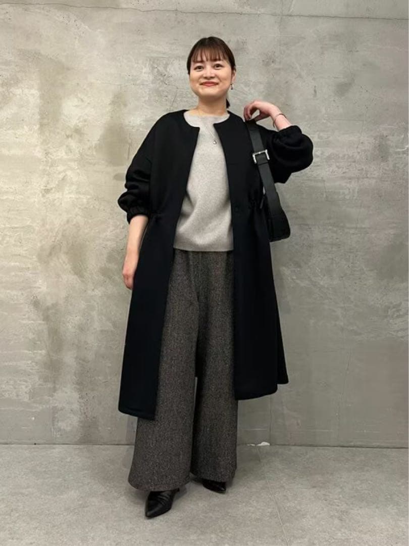 【新品タグ付】ビアズリー カラーネップツイードパンツ ブラック サイズ1