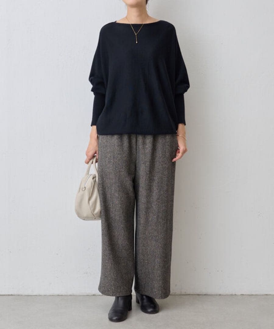 【新品タグ付】ビアズリー カラーネップツイードパンツ ブラック サイズ1