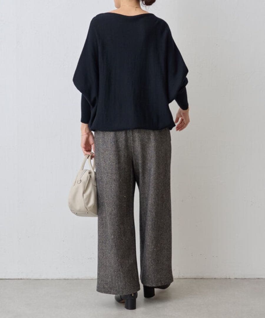 【新品タグ付】ビアズリー カラーネップツイードパンツ ブラック サイズ1