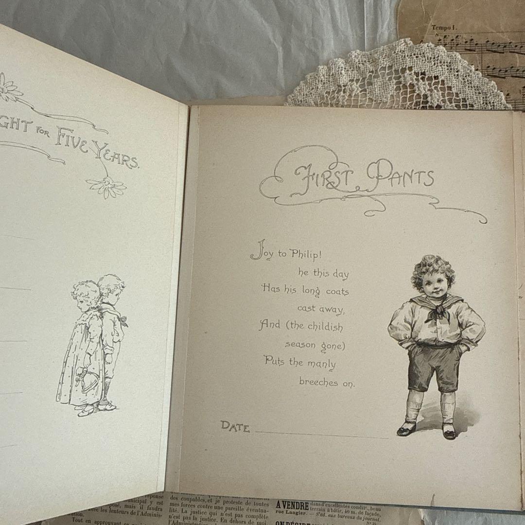 追加写真★アンティーク雑記帳ベビーアルバム洋書ヴィクトリアン　ジャンクジャーナル