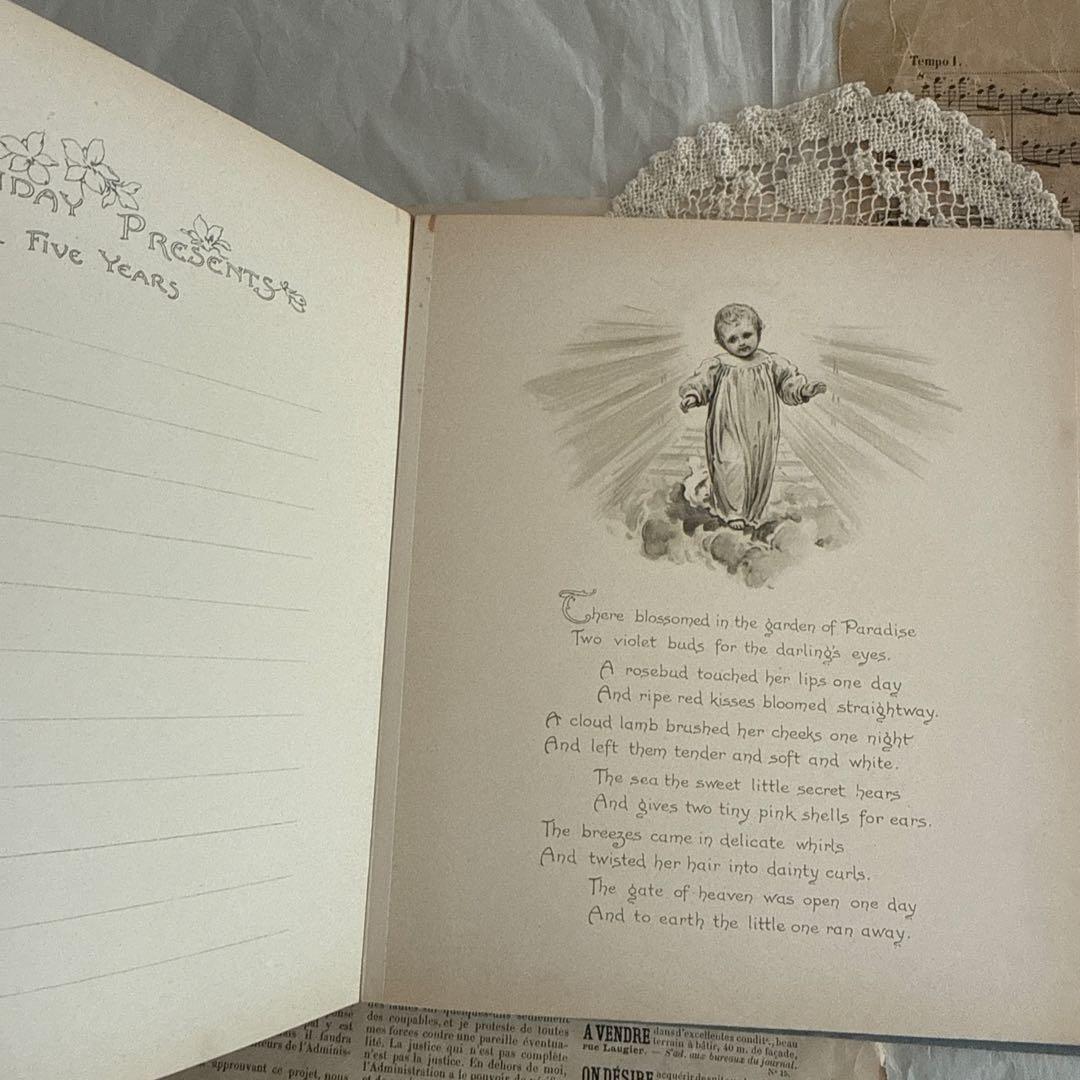 追加写真★アンティーク雑記帳ベビーアルバム洋書ヴィクトリアン　ジャンクジャーナル