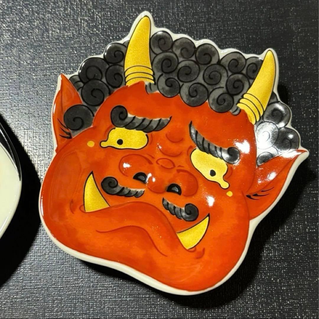 【☆売り切り価格☆】【新品】【大人気】有田焼幸楽窯　福鬼銘々皿2枚セット　縁起物