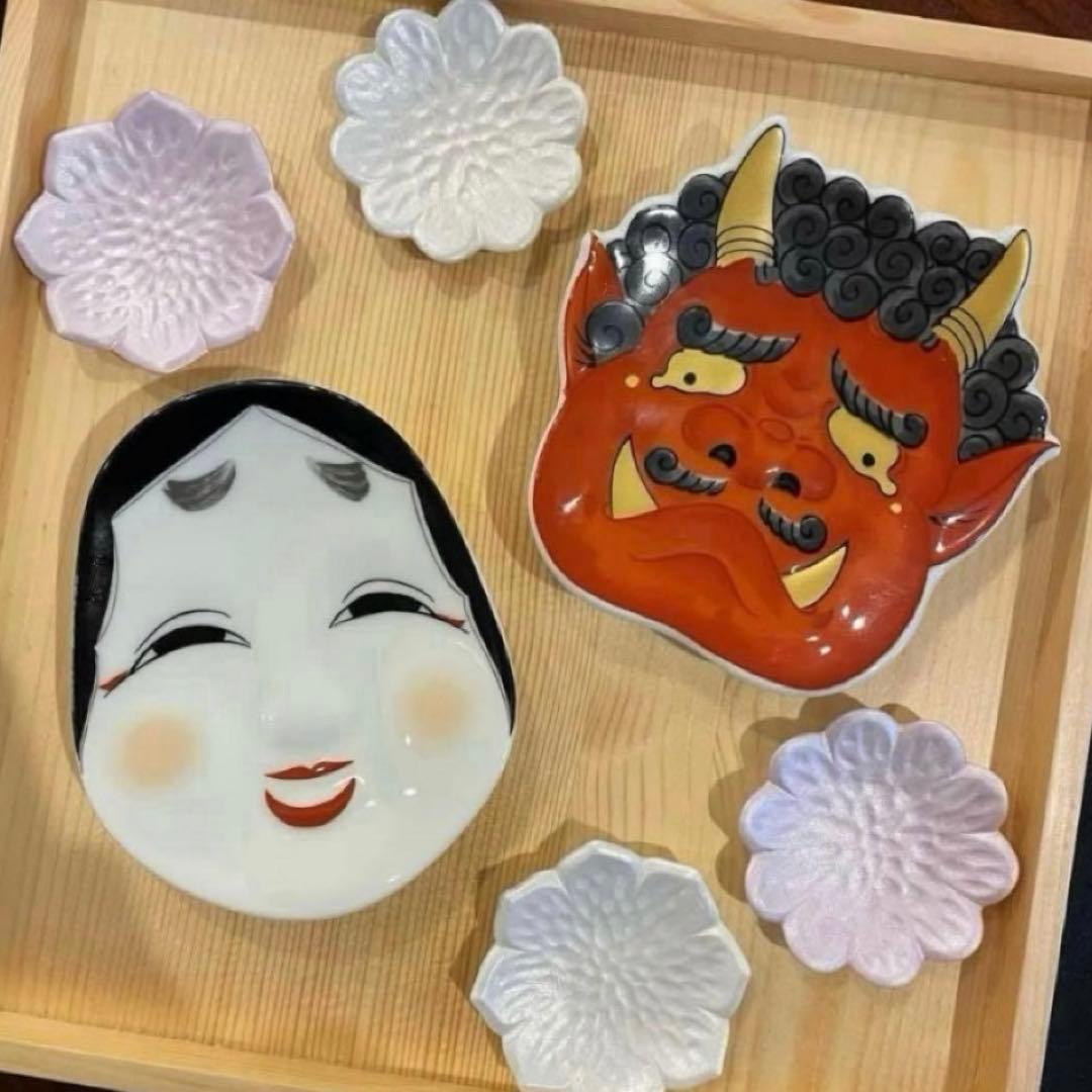 【☆売り切り価格☆】【新品】【大人気】有田焼幸楽窯　福鬼銘々皿2枚セット　縁起物