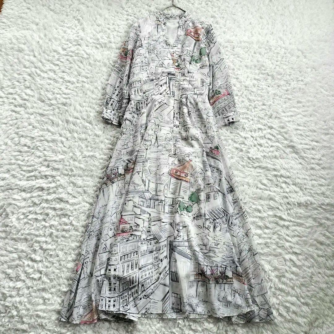 美品 ピンキーアンドダイアン ヨーロピアンシティスケープワンピース 36