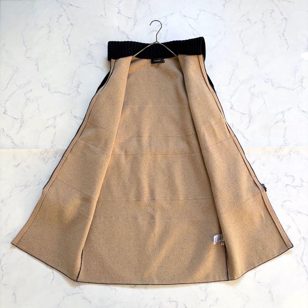 CIVIDINI イタリア製 ニット異素材コート ダブルジップ 紺 Lサイズ