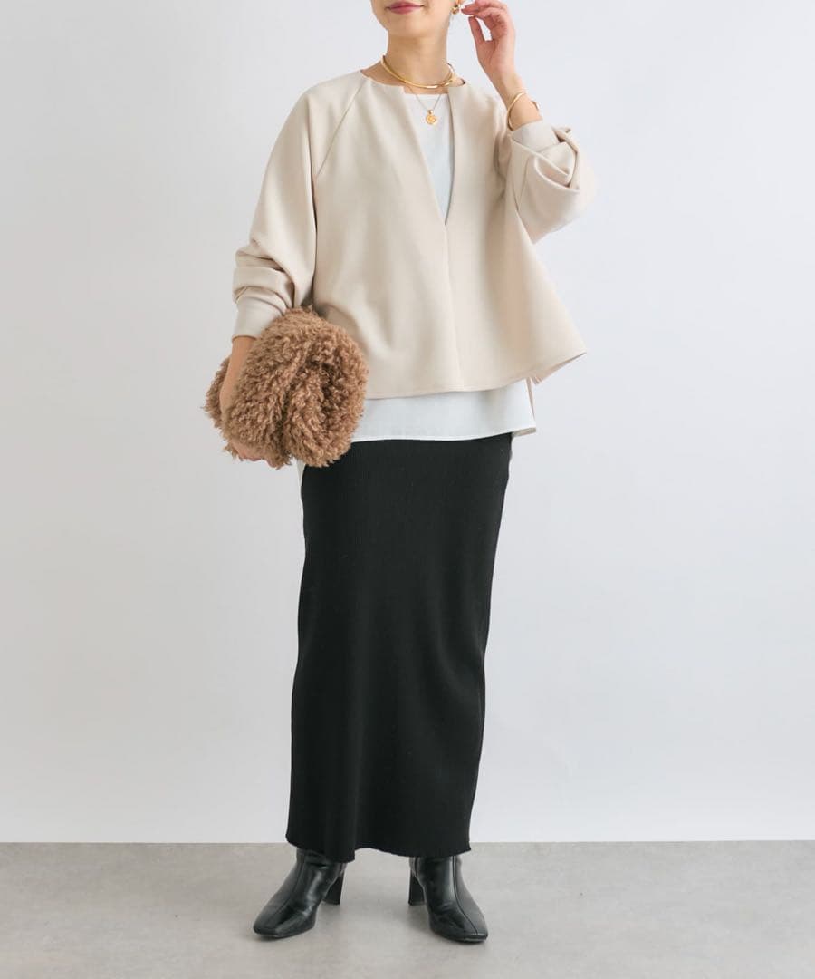 未使用　リヴドロワ　キーネックダンボールプルオーバー　ライトベージュ