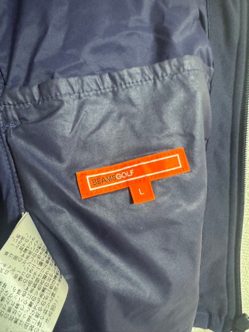 BEAMS GOLF フード付きライトダウンジャケット ネイビー