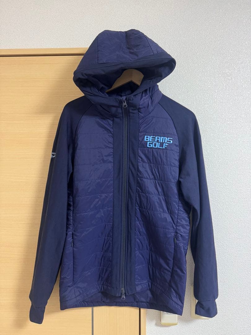BEAMS GOLF フード付きライトダウンジャケット ネイビー